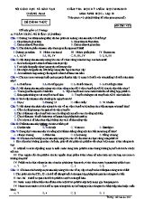 Đề kiểm tra học kỳ I môn Sinh học Lớp 10 - Mã đề 423 - Năm học 2018-2019 - Sở giáo dục và đào tạo tỉnh Quảng Nam